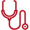 Groupe Trak - Icone de suivi médical rouge / stéthoscope