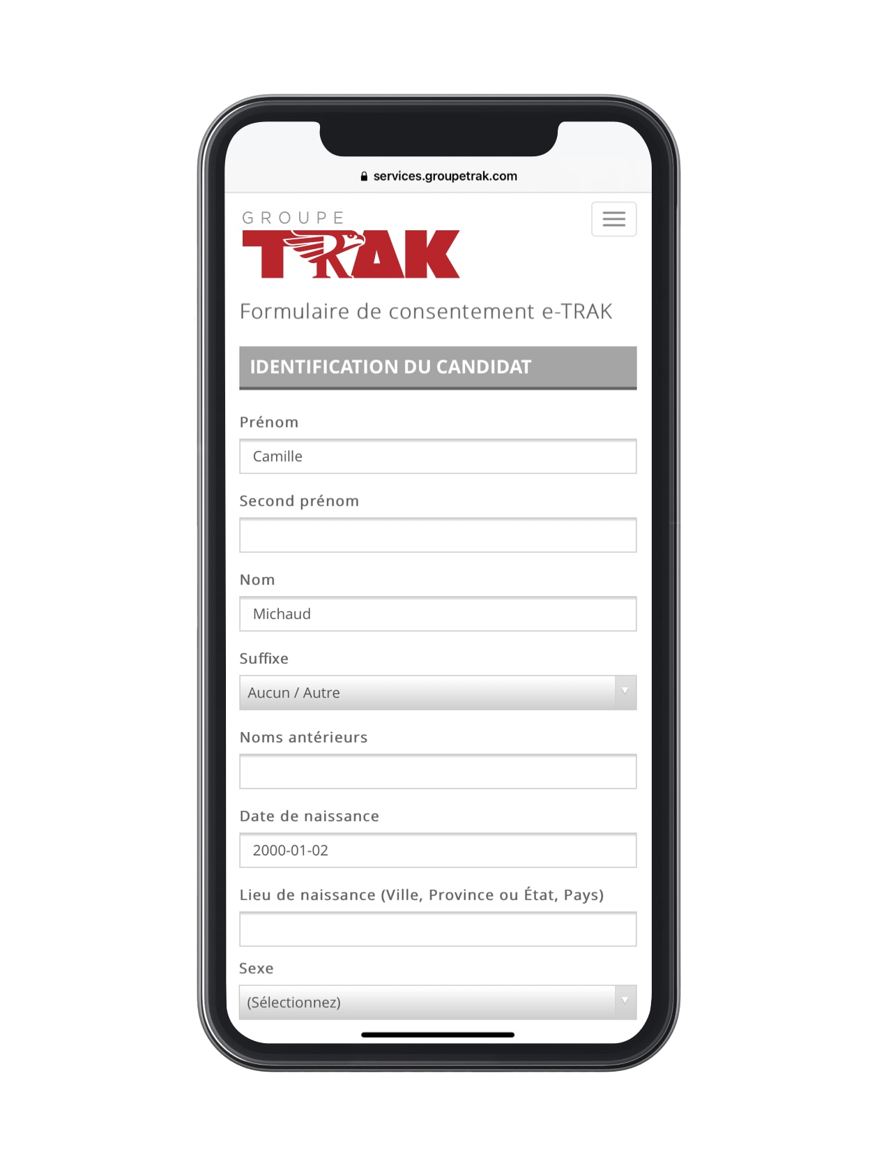 Groupe Trak - Formulaire de consentement exemple