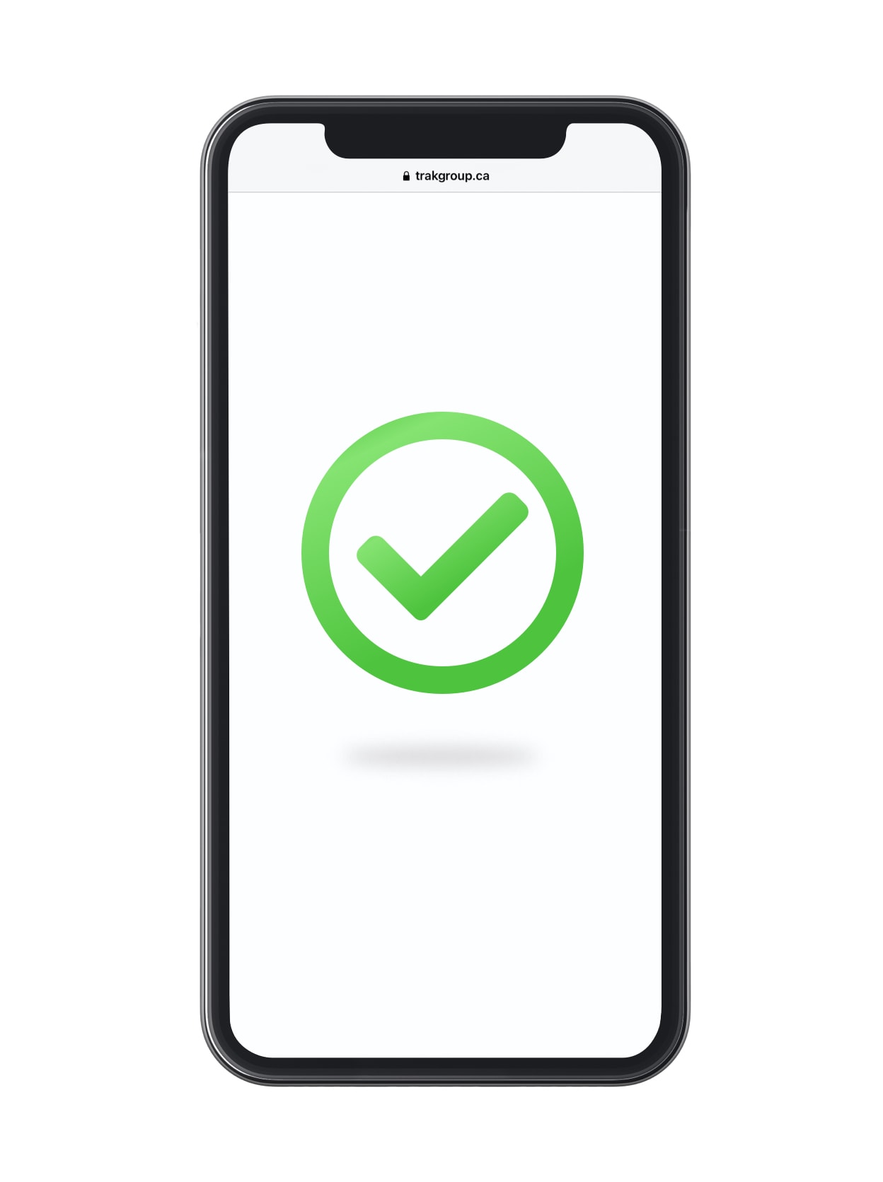 Icone de validation en vert sur une téléphone au fond blanc